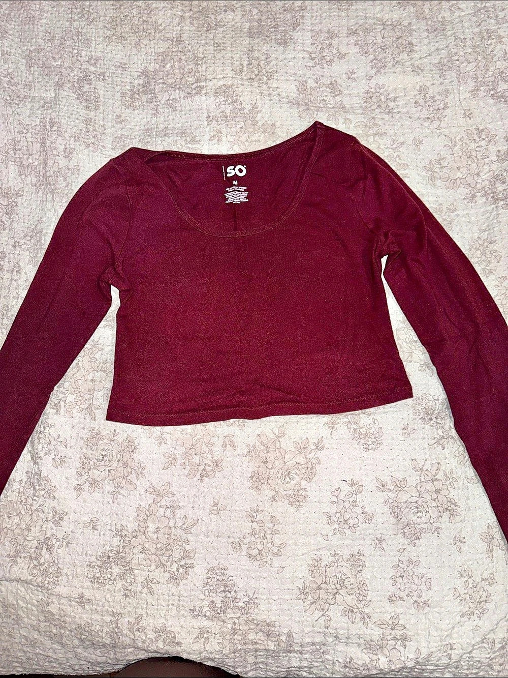 SO Long Sleeve Top Maroon Medium Like New